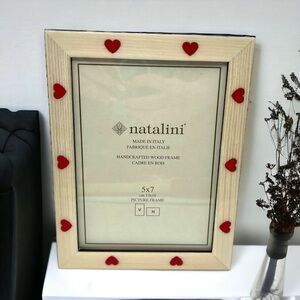 NEW Natalini 5x7 hearts 💕 wood liquor frame beige red Valentine’s Day Italy